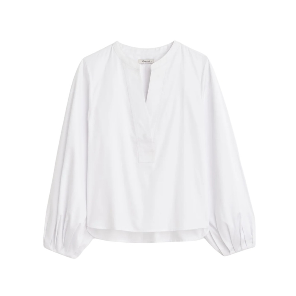Madewell V-Neck Long-Sleeve Top in Eyelet White